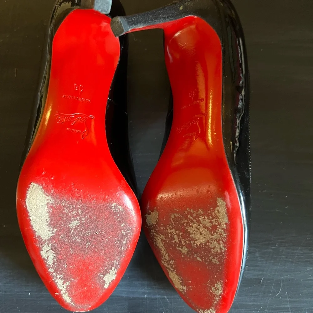 Christian Louboutin shiny black pumps sz 7 - Picture 4 of 7